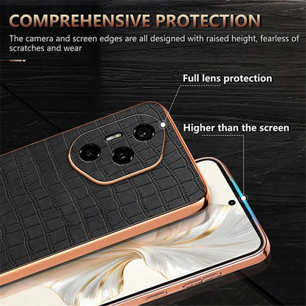 AZNS For Honor 300 Pro Case Electroplating Crocodile Texture PU + TPU Phone Cover