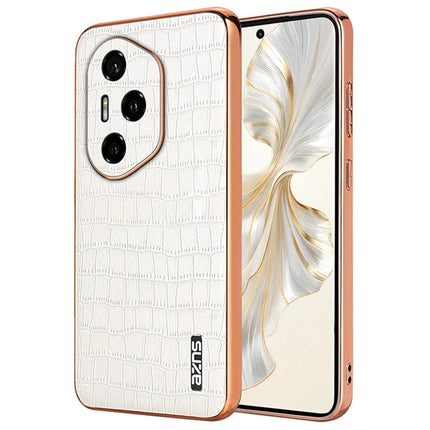 AZNS For Honor 300 Pro Case Electroplating Crocodile Texture PU + TPU Phone Cover - White