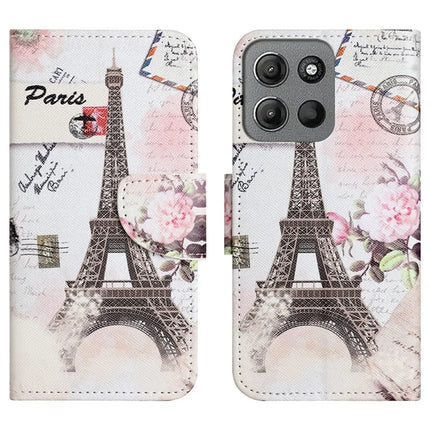 For Motorola Moto G15 4G  /  G15 Power 4G Case Pattern Printing Cross Texture Phone Leather Cover - Tower