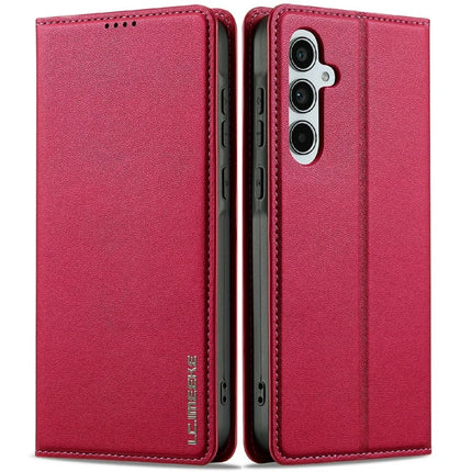 LC.IMEEKE L1 Series for Samsung Galaxy A36 5G Case PU Leather Wallet Stand Protective Phone Cover - Red