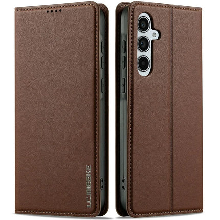 LC.IMEEKE L1 Series for Samsung Galaxy A36 5G Case PU Leather Wallet Stand Protective Phone Cover - Brown