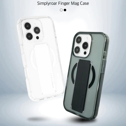 SIMPLY ROAR For iPhone 16 Pro Max Phone Case Compatible with MagSafe Finger Strap PC + TPU Back Cover