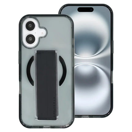 SIMPLY ROAR For iPhone 16 Plus Phone Case Compatible with MagSafe Finger Strap PC + TPU Back Cover - Black