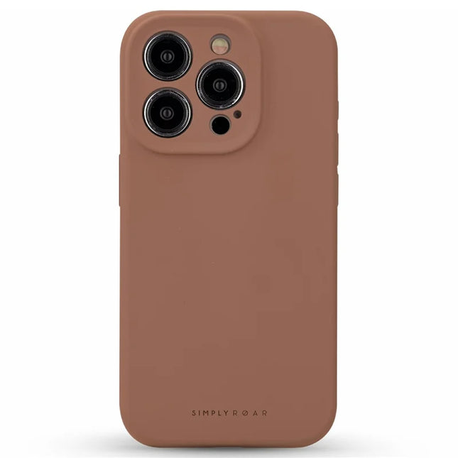 SIMPLY ROAR For iPhone 15 Pro Liquid Silicone Case Compatible with MagSafe Mobile Phone Cover - Brown