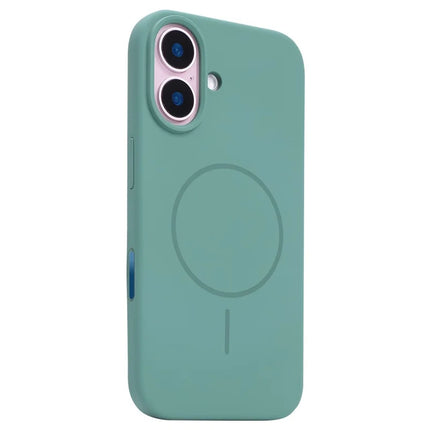 For iPhone 16 Case Compatible with MagSafe Liquid Silicone Phone Back Cover with Camera Button - Green