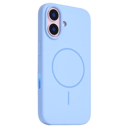 For iPhone 16 Plus Case Compatible with MagSafe Liquid Silicone Phone Back Cover with Camera Button - Baby Blue