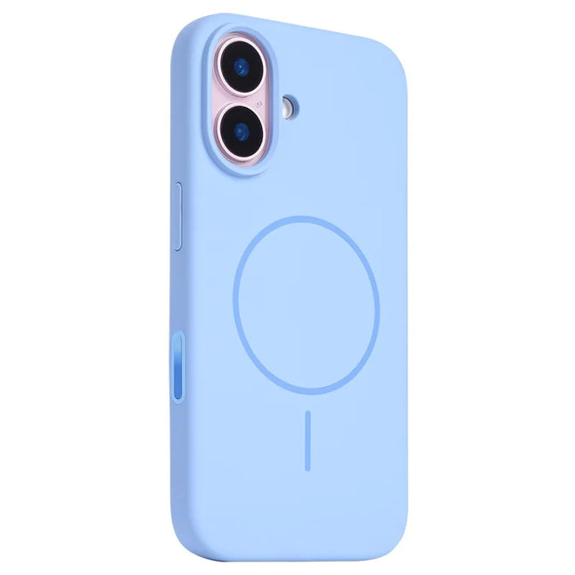 For iPhone 16 Plus Case Compatible with MagSafe Liquid Silicone Phone Back Cover with Camera Button - Baby Blue