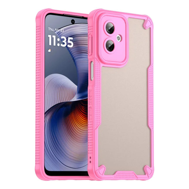For Motorola Moto G55 5G Case Hybrid Frosted Phone Back Cover - Pink