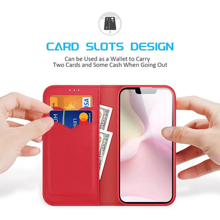 For iPhone 16e Case DUX DUCIS Hivo Series Cowhide Leather RFID Blocking Wallet Stand Flip Phone Cover