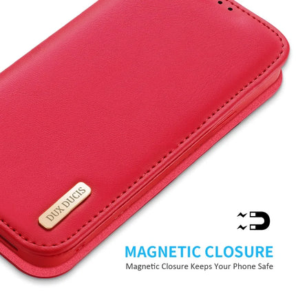 For iPhone 16e Case DUX DUCIS Hivo Series Cowhide Leather RFID Blocking Wallet Stand Flip Phone Cover