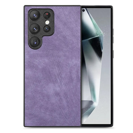 For Samsung Galaxy S23 Ultra Case Shockproof Slim Retro Leather Phone Back Cover - Purple