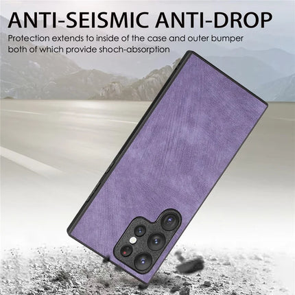 For Samsung Galaxy S23 Ultra Case Shockproof Slim Retro Leather Phone Back Cover