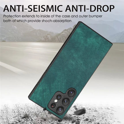 For Samsung Galaxy S23 Ultra Case Shockproof Slim Retro Leather Phone Back Cover