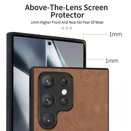 For Samsung Galaxy S23 Ultra Case Shockproof Slim Retro Leather Phone Back Cover