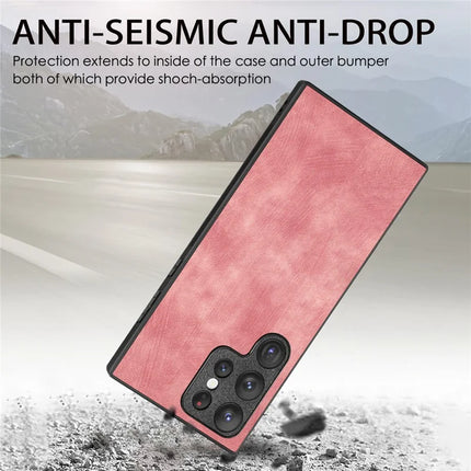 For Samsung Galaxy S23 Ultra Case Shockproof Slim Retro Leather Phone Back Cover