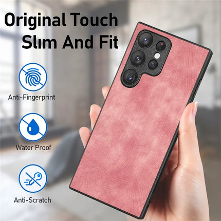 For Samsung Galaxy S23 Ultra Case Shockproof Slim Retro Leather Phone Back Cover
