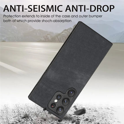 For Samsung Galaxy S23 Ultra Case Shockproof Slim Retro Leather Phone Back Cover