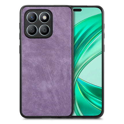 For Honor X8b 4G Case Shockproof Slim Retro Leather Phone Back Cover - Purple