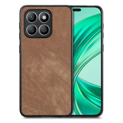 For Honor X8b 4G Case Shockproof Slim Retro Leather Phone Back Cover - Brown