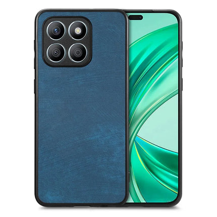 For Honor X8b 4G Case Shockproof Slim Retro Leather Phone Back Cover - Blue