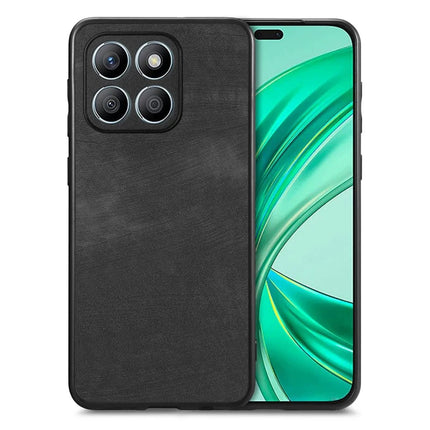 For Honor X8b 4G Case Shockproof Slim Retro Leather Phone Back Cover - Black