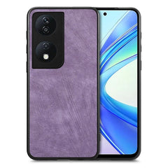 For Honor X7b 4G Case Shockproof Slim Retro Leather Phone Back Cover - Purple