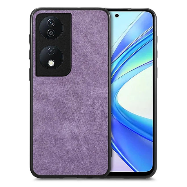 For Honor X7b 4G Case Shockproof Slim Retro Leather Phone Back Cover - Purple