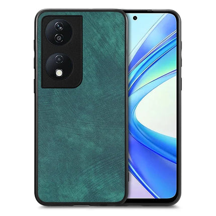 For Honor X7b 4G Case Shockproof Slim Retro Leather Phone Back Cover - Green
