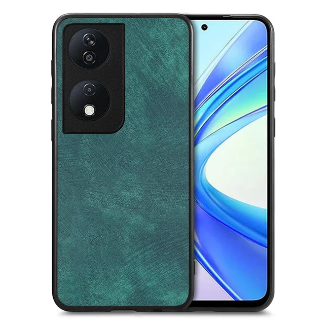 For Honor X7b 4G Case Shockproof Slim Retro Leather Phone Back Cover - Green
