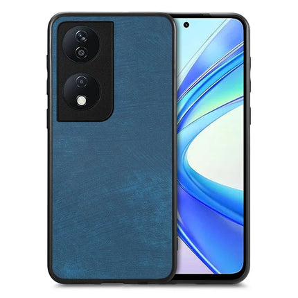 For Honor X7b 4G Case Shockproof Slim Retro Leather Phone Back Cover - Blue