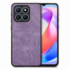 For Honor X6a 4G Case Shockproof Slim Retro Leather Phone Back Cover - Purple