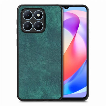 For Honor X6a 4G Case Shockproof Slim Retro Leather Phone Back Cover - Green