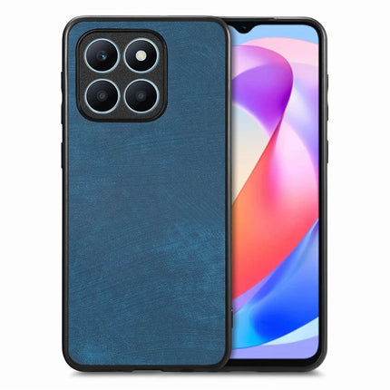 For Honor X6a 4G Case Shockproof Slim Retro Leather Phone Back Cover - Blue