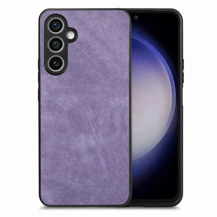 For Samsung Galaxy S23 FE Case Shockproof Slim Retro Leather Phone Back Cover - Purple