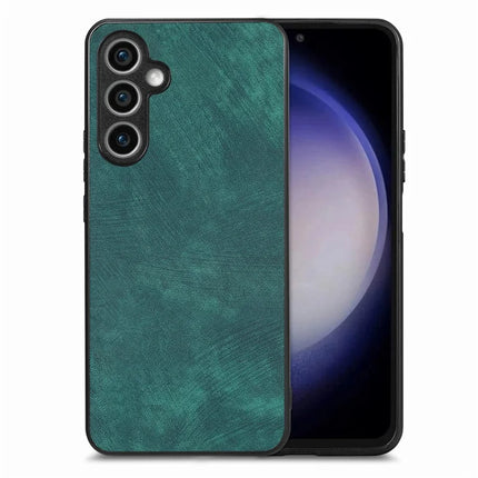 For Samsung Galaxy S23 FE Case Shockproof Slim Retro Leather Phone Back Cover - Green