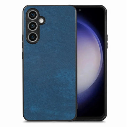 For Samsung Galaxy S23 FE Case Shockproof Slim Retro Leather Phone Back Cover - Blue