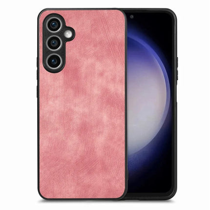 For Samsung Galaxy S23 FE Case Shockproof Slim Retro Leather Phone Back Cover - Pink