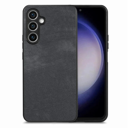 For Samsung Galaxy S23 FE Case Shockproof Slim Retro Leather Phone Back Cover - Black