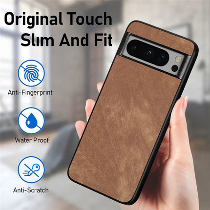 For Google Pixel 8 Pro Case Shockproof Slim Retro Leather Phone Back Cover