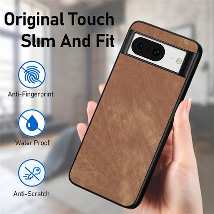 For Google Pixel 8 Case Shockproof Slim Retro Leather Phone Back Cover