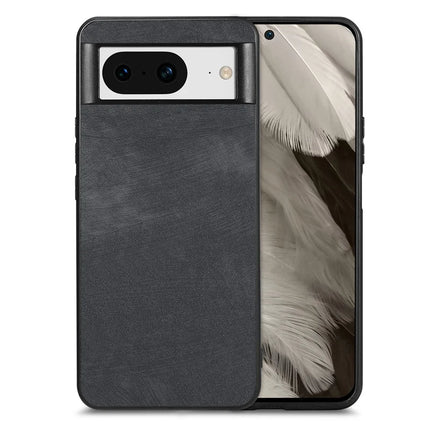 For Google Pixel 8 Case Shockproof Slim Retro Leather Phone Back Cover - Black