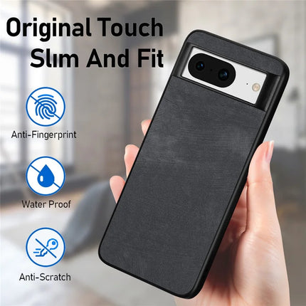 For Google Pixel 8 Case Shockproof Slim Retro Leather Phone Back Cover