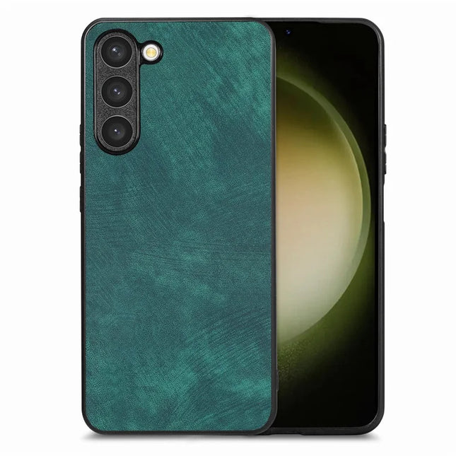 For Samsung Galaxy S23 Case Shockproof Slim Retro Leather Phone Back Cover - Green