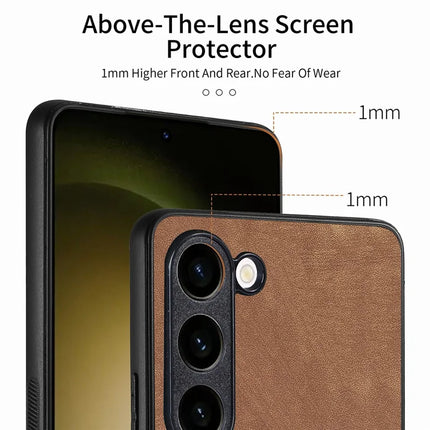 For Samsung Galaxy S23 Case Shockproof Slim Retro Leather Phone Back Cover