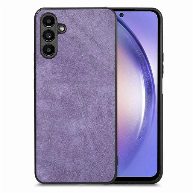 For Samsung Galaxy A54 5G Case Shockproof Slim Retro Leather Phone Back Cover - Purple
