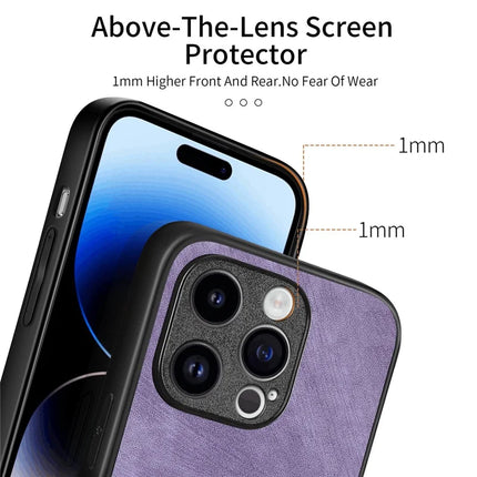 For iPhone 13 Pro Max 6.7 inch Case Shockproof Slim Retro Leather Phone Back Cover