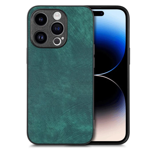 For iPhone 13 Pro Max 6.7 inch Case Shockproof Slim Retro Leather Phone Back Cover - Green