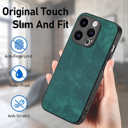 For iPhone 13 Pro Max 6.7 inch Case Shockproof Slim Retro Leather Phone Back Cover