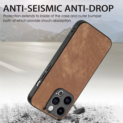 For iPhone 13 Pro Max 6.7 inch Case Shockproof Slim Retro Leather Phone Back Cover