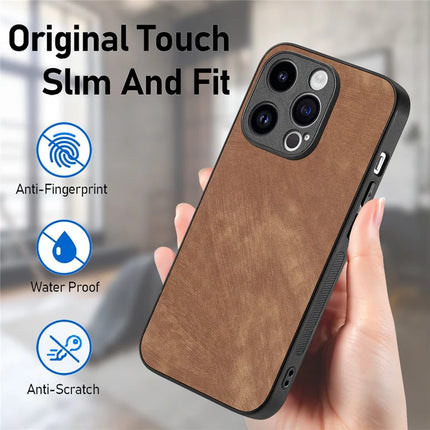 For iPhone 13 Pro Max 6.7 inch Case Shockproof Slim Retro Leather Phone Back Cover